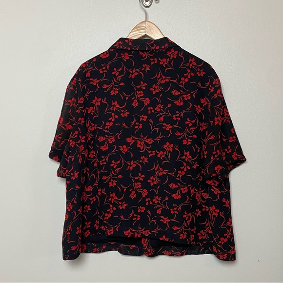 Vintage Pendleton Black & Red Floral Short Sleeved Button Up Blouse Women’s 22W - Picture 5 of 5